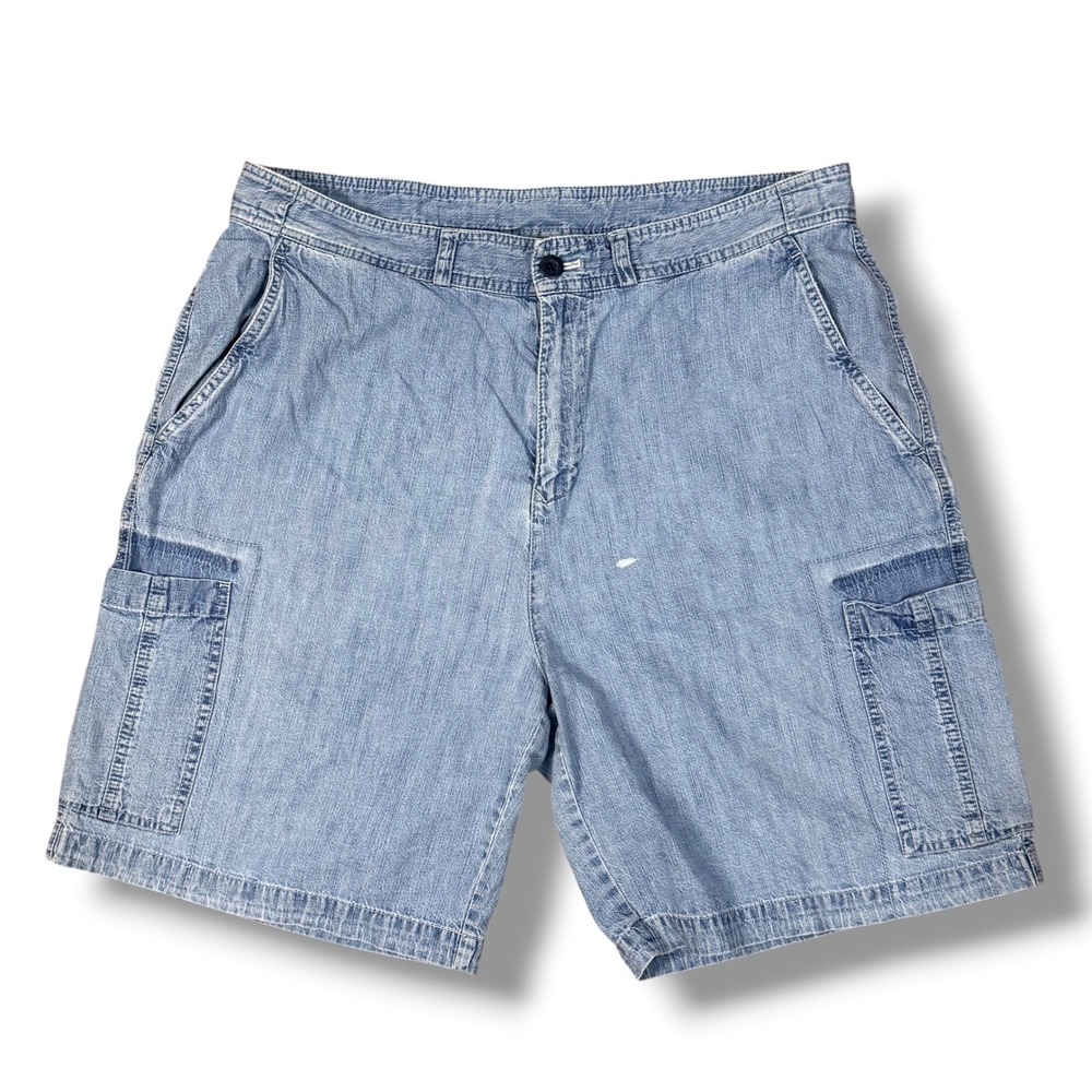 Lauren Jeans Co Cargo Shorts Women 18W Blue Vintage‎ Jorts Cotton Denim Utility